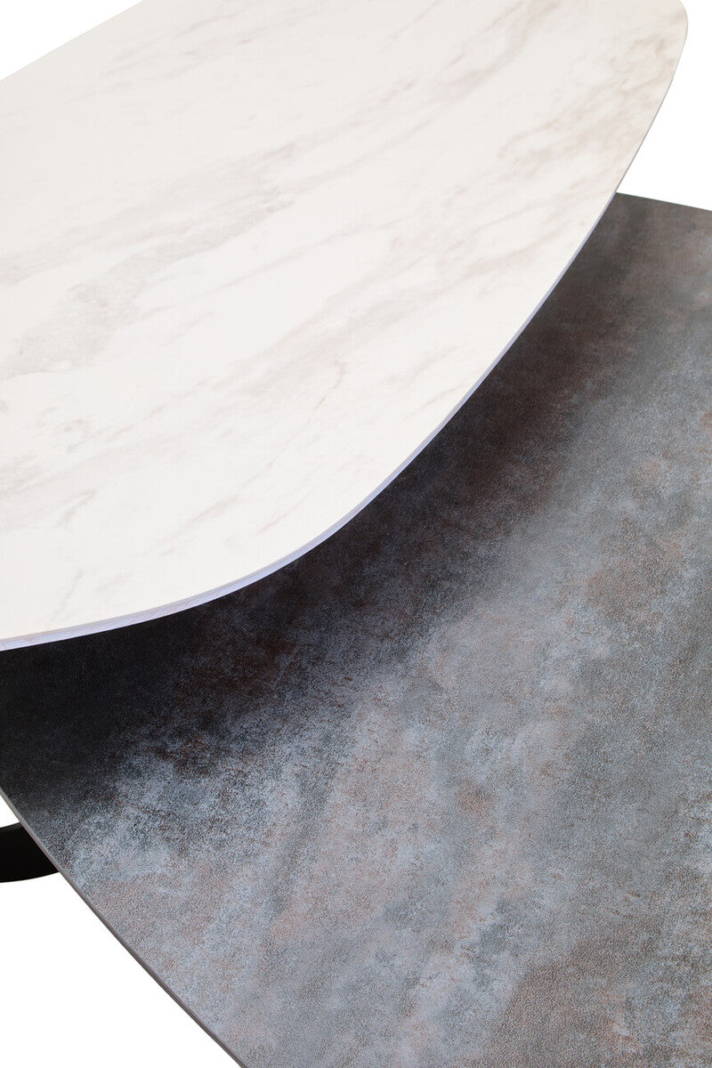 Orsina Imperia 2-Tier Asymmetrical Coffee Table | Grey & White Ceramic