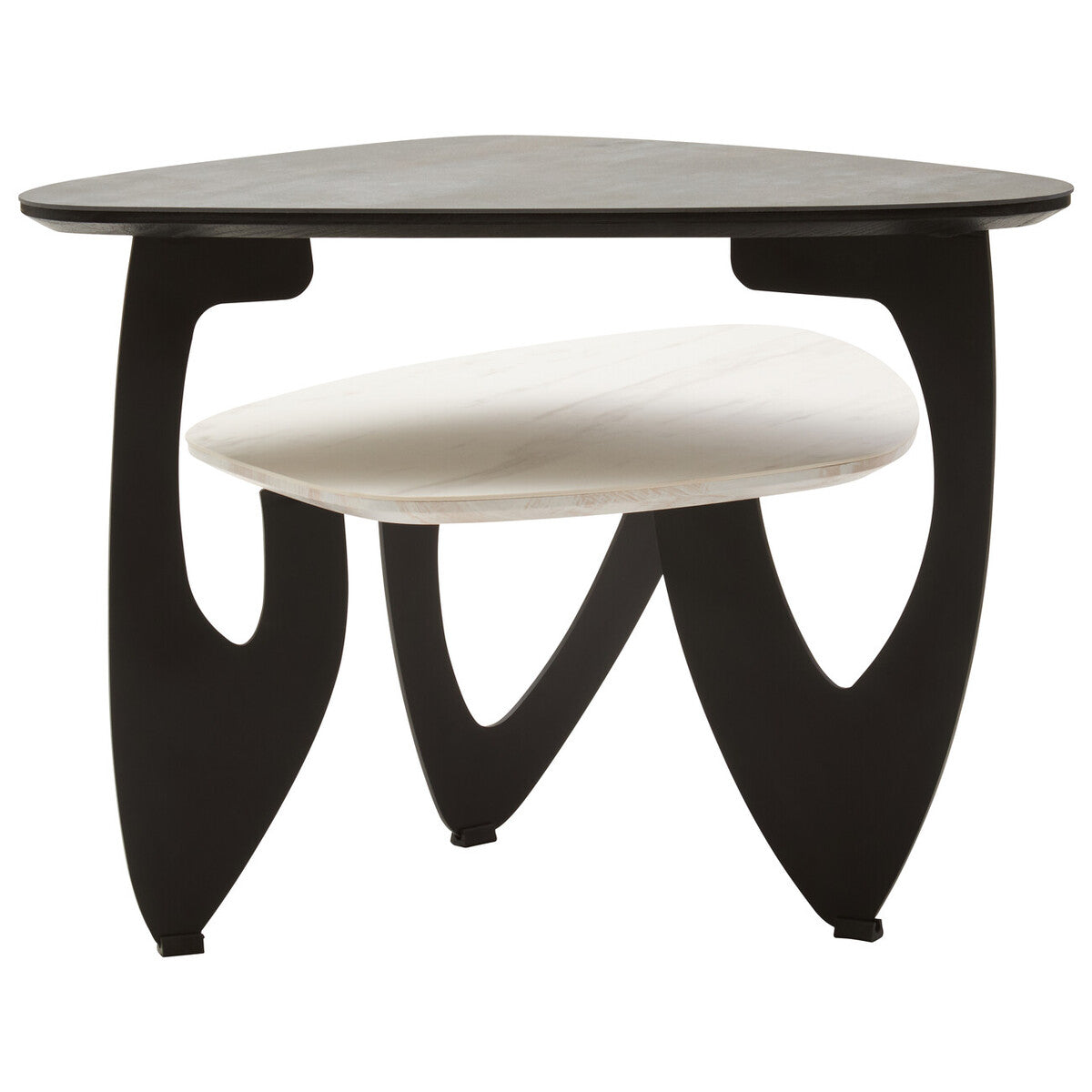 Orsina Imperia 2-Tier Asymmetrical Ceramic Coffee Table – Grey/White