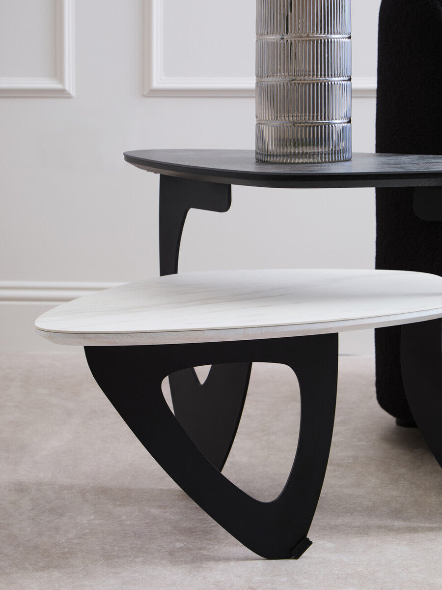 Orsina Imperia 2-Tier Asymmetrical Ceramic Coffee Table – Grey/White