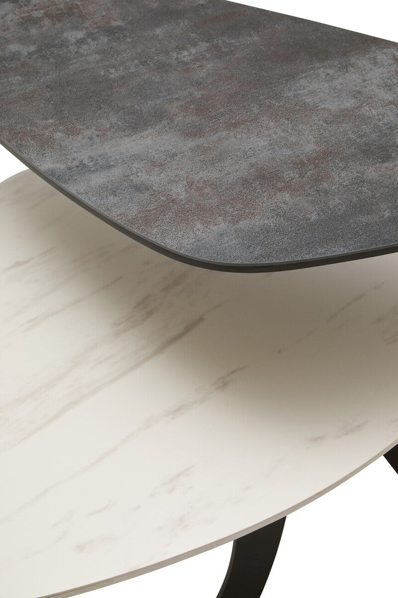 Orsina Imperia 2-Tier Asymmetrical Ceramic Coffee Table – Grey/White