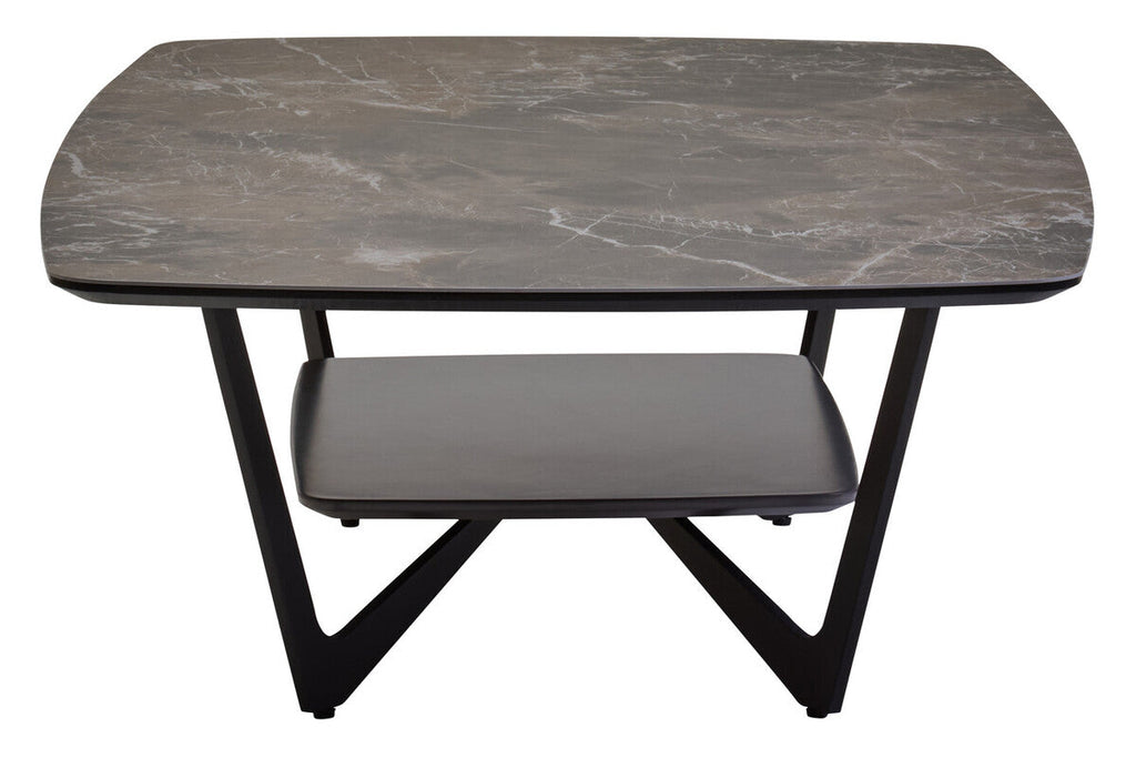 Orsina Imperia Grey Marble Effect Ceramic Coffee Table with Shelf