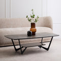 Orsina Imperia Grey Marble Effect Ceramic Coffee Table with Shelf