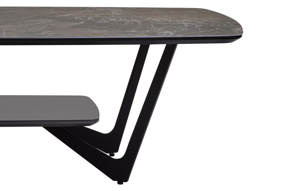 Orsina Imperia Grey Marble Effect Ceramic Coffee Table with Shelf
