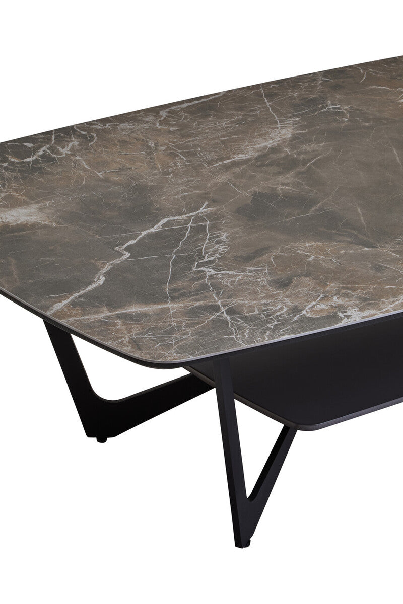 Orsina Imperia Grey Marble Effect Ceramic Coffee Table with Shelf