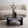 Orsina Imperia Large Round Grey Glass and Marble Effect Coffee Table