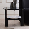 Orsina Imperia Round Grey Glass Coffee Table with Marble Shelf
