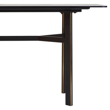 Orsina Imperia Grey Marble Ceramic Dining Table with Black Metal Legs