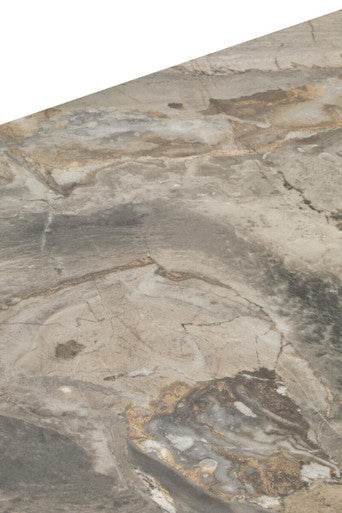 Orsina Imperia Grey Marble Ceramic Dining Table with Black Metal Legs