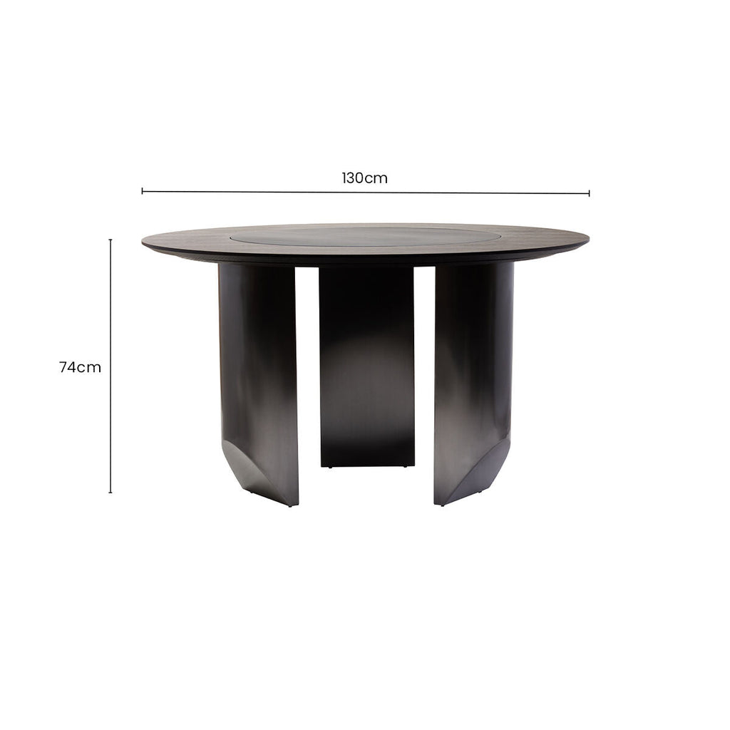 Orsina Imperia Round Dining Table | Eucalyptus Veneer & Lazy Susan