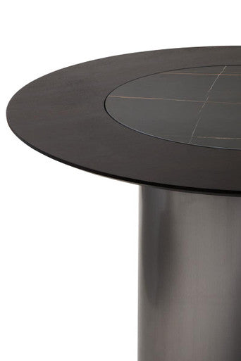 Orsina Imperia Round Dining Table | Eucalyptus Veneer & Lazy Susan
