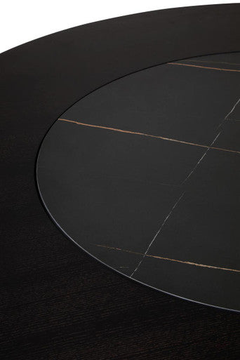 Orsina Imperia Round Dining Table | Eucalyptus Veneer & Lazy Susan