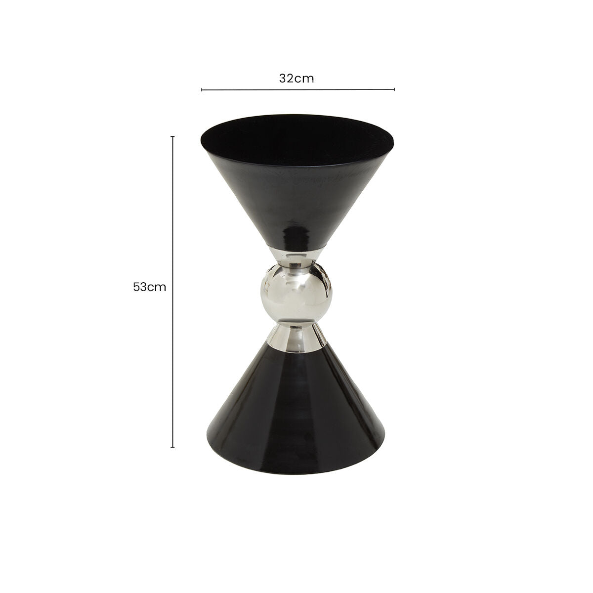 Orsina Jaipur Geometric Side Table – Black & Silver Stainless Steel