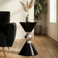 Orsina Jaipur Geometric Side Table – Black & Silver Stainless Steel