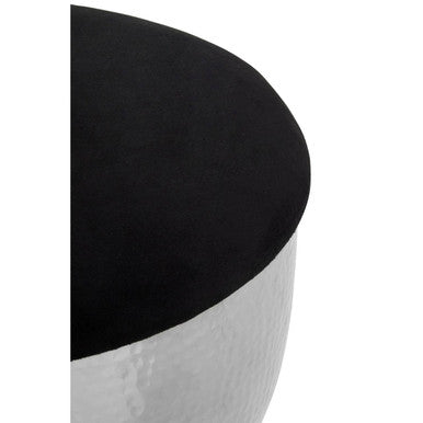 Orsina Jaipur Velvet Stool – Modern Black and Silver Vanity Seat
