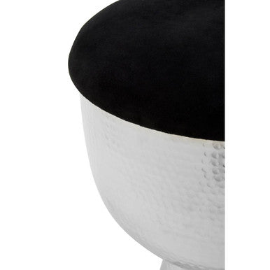 Orsina Jaipur Velvet Stool – Modern Black and Silver Vanity Seat
