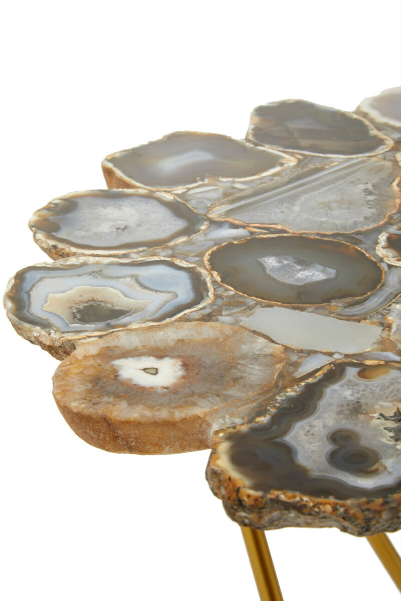 Orsina Jaipur Agate Side Table – Gold Trim & Hairpin Metal Legs