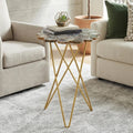Orsina Jaipur Agate Side Table – Gold Trim & Hairpin Metal Legs