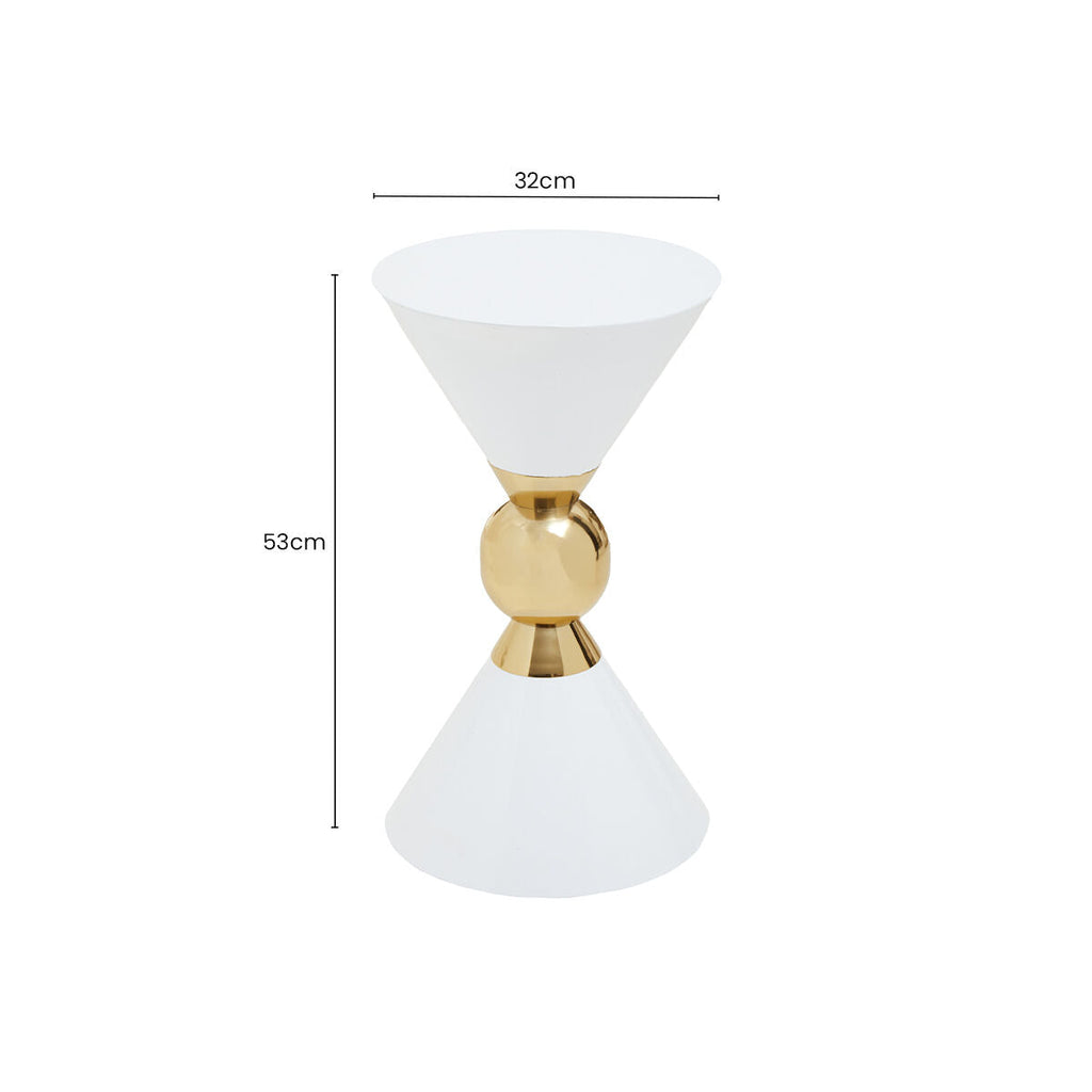 Orsina Jaipur White Metal Side Table with Gold Ring Detail