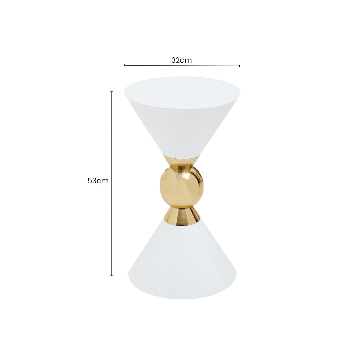 Orsina Jaipur White Metal Side Table with Gold Ring Detail