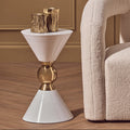 Orsina Jaipur White Metal Side Table with Gold Ring Detail