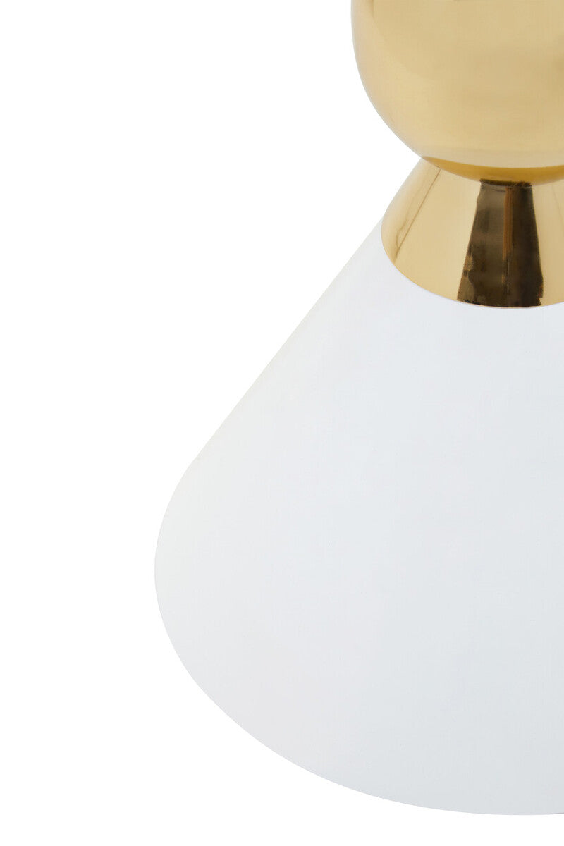 Orsina Jaipur White Metal Side Table with Gold Ring Detail
