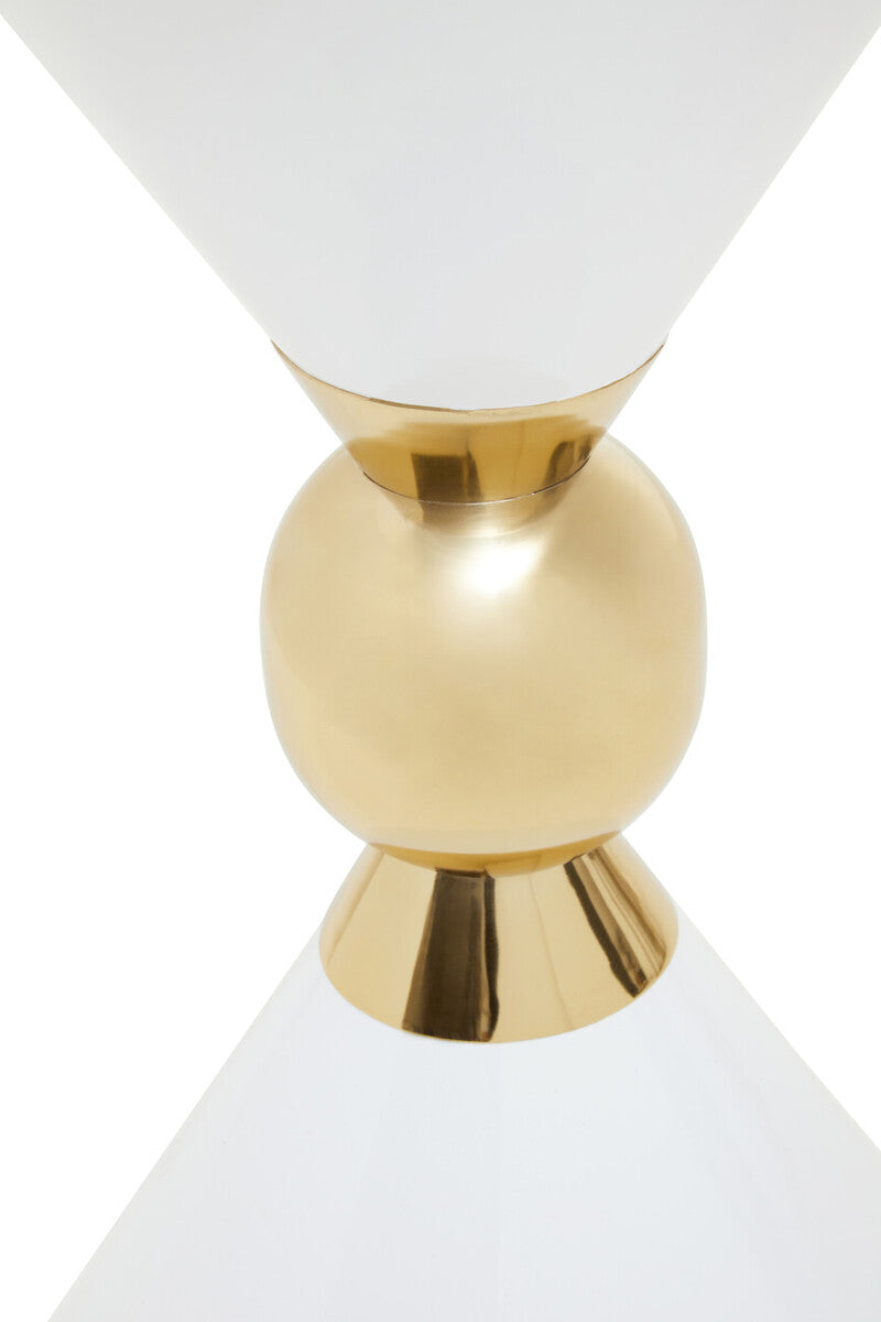 Orsina Jaipur White Metal Side Table with Gold Ring Detail