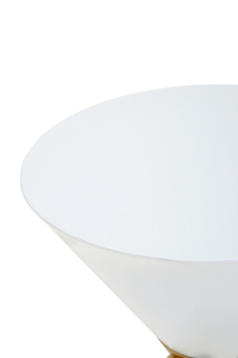 Orsina Jaipur White Metal Side Table with Gold Ring Detail