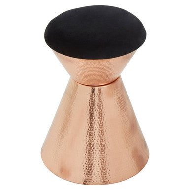 Orsina Jaipur Black Velvet Stool | Copper Finish Vanity Seat