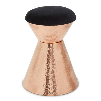 Orsina Jaipur Black Velvet Stool | Copper Finish Vanity Seat