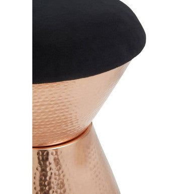 Orsina Jaipur Black Velvet Stool | Copper Finish Vanity Seat