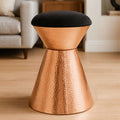 Orsina Jaipur Black Velvet Stool | Copper Finish Vanity Seat