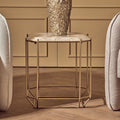 Orsina Jaipur White Quartz Side Table – Octagonal Stone & Metal Base
