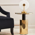 Orsina Oria Black Marble Effect Side Table with Gold Base | 46cm