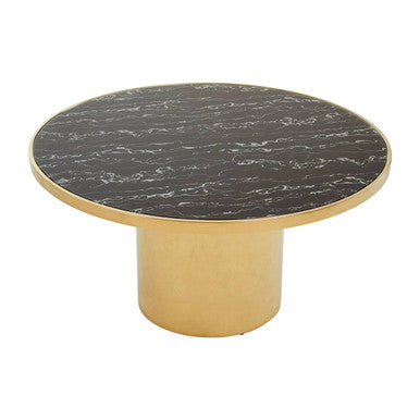 Orsina Oria Black Marble Effect Glass Coffee Table with Gold Base
