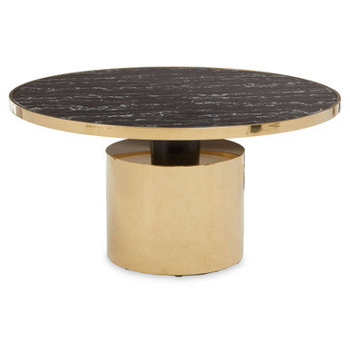 Orsina Oria Black Marble Effect Glass Coffee Table with Gold Base