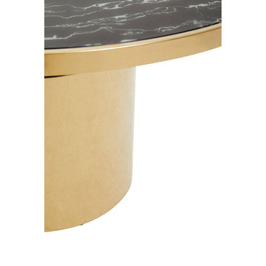 Orsina Oria Black Marble Effect Glass Coffee Table with Gold Base