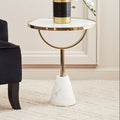 Orsina Oria Side Table – White Glass and Marble with Gold Metal