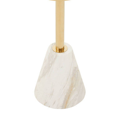 Orsina Oria Side Table – White Glass and Marble with Gold Metal