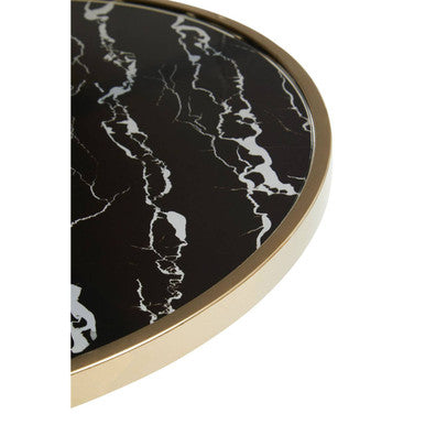 Orsina Oria Black Glass Side Table with Marble Base and Gold Metal
