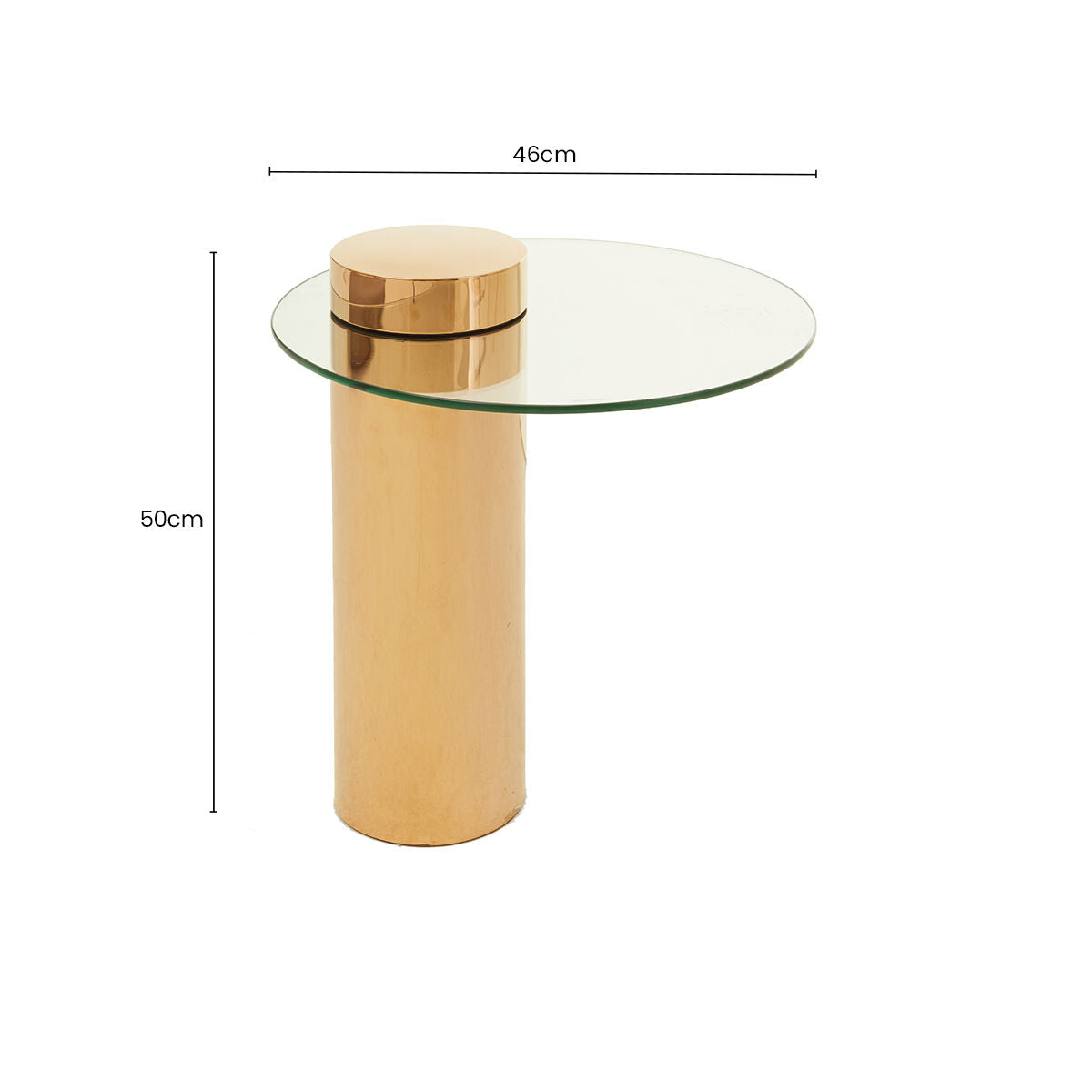 Orsina Oria Round Glass Side Table – Rose Gold Stainless Steel Base