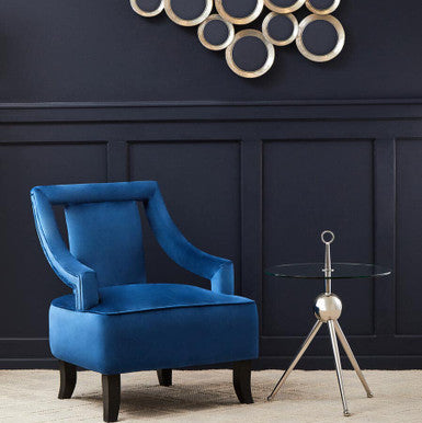 Orsina Oria Glass Side Table | Silver Stainless Steel Tripod Frame
