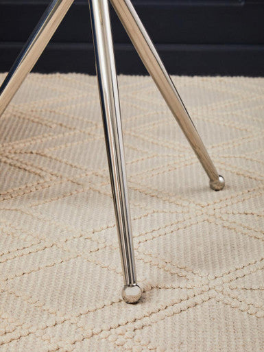 Orsina Oria Glass Side Table | Silver Stainless Steel Tripod Frame