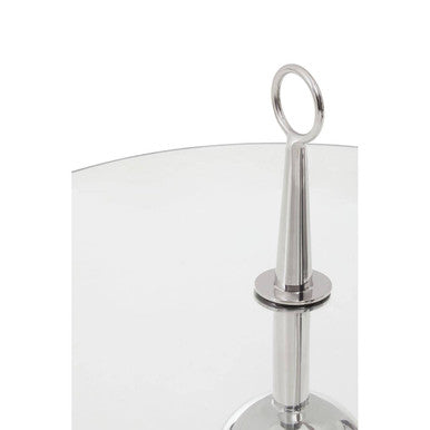 Orsina Oria Glass Side Table | Silver Stainless Steel Tripod Frame