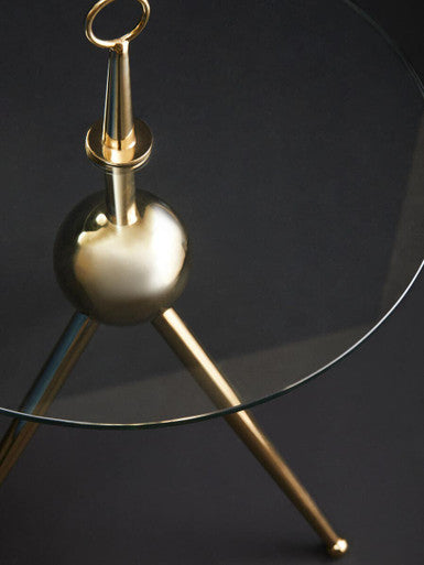 Orsina Oria Gold Tripod Side Table | Clear Glass Round End Table