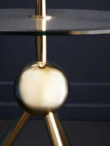 Orsina Oria Gold Tripod Side Table | Clear Glass Round End Table