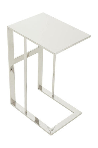 Orsina Oria C-Shaped Side Table – Stainless Steel Silver Metal