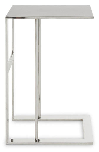 Orsina Oria C-Shaped Side Table – Stainless Steel Silver Metal