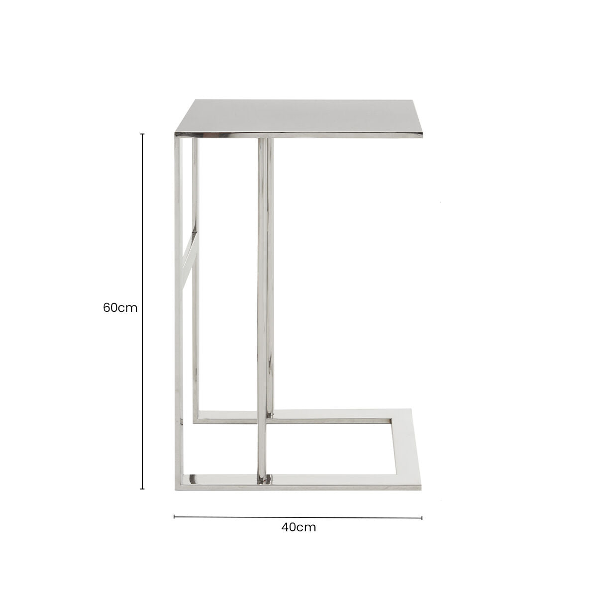 Orsina Oria C-Shaped Side Table – Stainless Steel Silver Metal