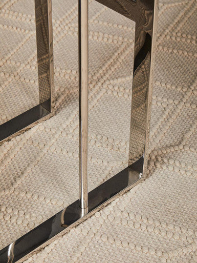 Orsina Oria C-Shaped Side Table – Stainless Steel Silver Metal