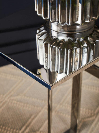 Orsina Oria C-Shaped Side Table – Stainless Steel Silver Metal